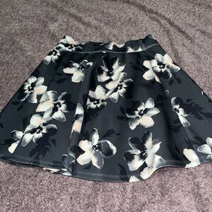 Hollister Black and White Floral Skater Skirt